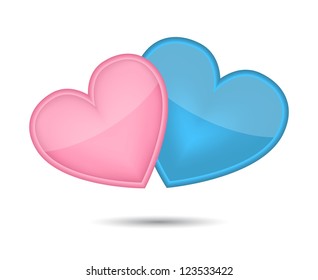 Two hearts from Valentine's day. Vector illustration