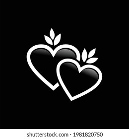 Two hearts vector design in black and white color