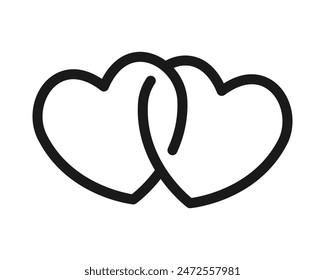 Two Hearts Vector, Double Heart Art Icons and Graphics For Love, Valentine's Day