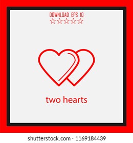 two hearts vector icon
