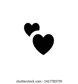 Two hearts vector icon. Double heart symbol of love.