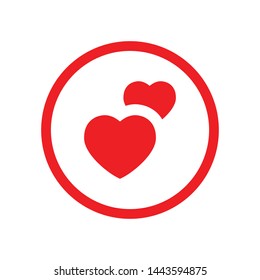 Two hearts vector icon. Double Love symbol.