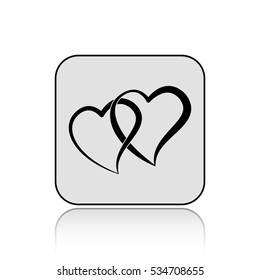 Two hearts vector icon  with long shadow
