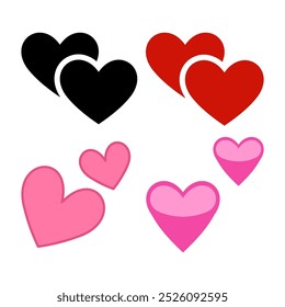 Conjunto de iconos de Vector de dos corazones. Colección de emoji de dos corazones aislada sobre fondo blanco