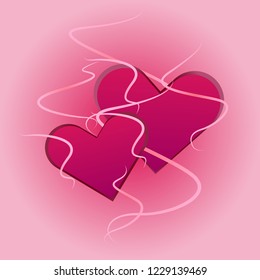 Two hearts vector illustration