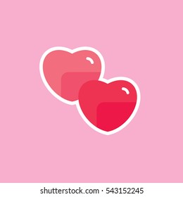 Two hearts vector illustration. Iconic style