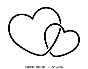 Two hearts. Vector illustration. Symbol of love. Line art.