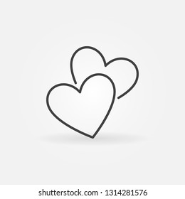Two Hearts vector line icon. Love concept sign or design element in outline style