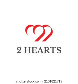 Two hearts Vector Logo Template in simple and modern style. It is suitable for any business, especially health.