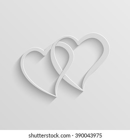 two hearts vector paper icon