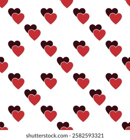 Two Hearts vector seamless pattern - love and romantic concept background