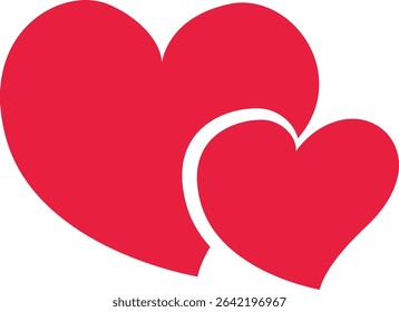 Silhueta de vetor de dois corações. Dia dos Namorados e Ícone do Amor.