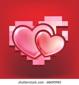 Two hearts. Vector valentine card.