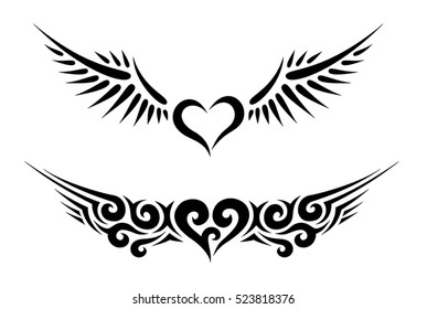Tribal tattoo heart clip art Royalty Free Stock SVG Vector and Clip Art