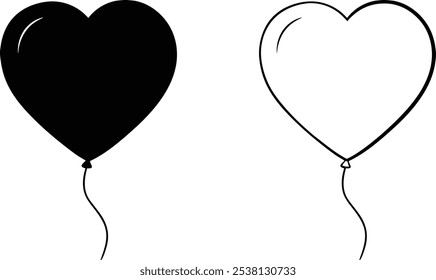 Two HeartShaped Balloons, One Black, One White