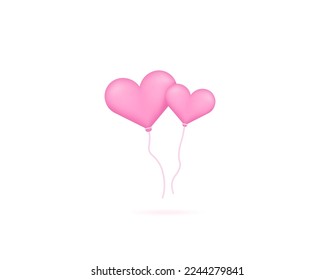 two heart-shaped balloons. symbol or icon of heart or love. happy valentine's day. 3d and realistic concept design. vector elements
