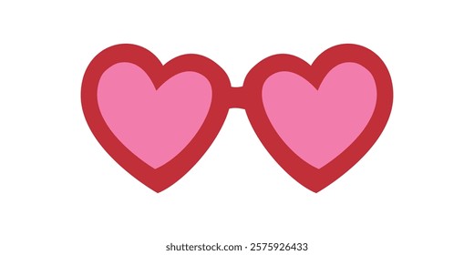 two heart-shaped pink glasses icons for love and valentine’s day