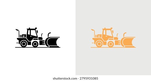 Two heavy machinery icons featuring an orange road roller and a black construction vehicle with detailed textures and outlines