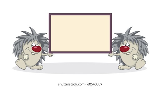 Two hedgehog holding a banner