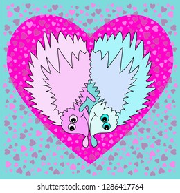 two hedgehogs in love,as a symbol of strong true love