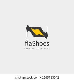 two heel fashion with flash, simple flat logo template vector illustration