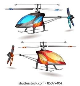 Two helicopters on white background