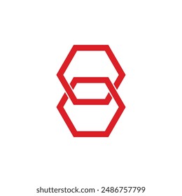 Logo de dos Enlaces de cadena hexagonal. Concepto de conexión tecnológica.