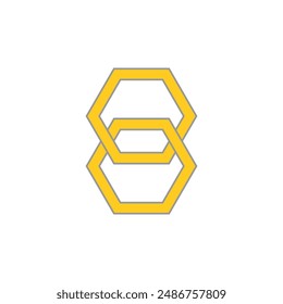 Two hexagonal chain links logo. Tech connection concept.