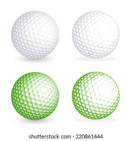 Two hi detail golf balls, one shaded and one flat style. File is organized with Layers, separating balls from shadows. All colors are global, so it's easy to customize and color the ball as you need