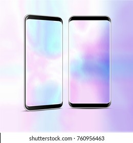 Two high detailed realistic smartphone. 3d mockup. Vector illustration