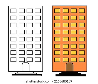 Two high rise buildings vector illustration isolated on white background.