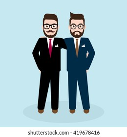 Two Hipster Businessman in Teamwork Concept