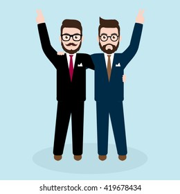 Two Hipster Businessman in Teamwork Concept