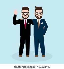 Two Hipster Businessman in Teamwork Concept
