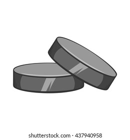 Two hockey pucks icon, cartoon style