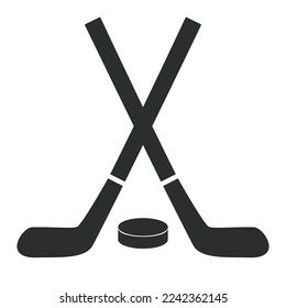 two hockey stick and puck silhouettes