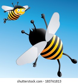 Two honey bee meet in the sky