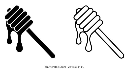 Two honey dipper icons in black isolated on white background