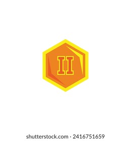 dos, miel, hexágono, símbolo geométrico de nivel simple vector de logotipo