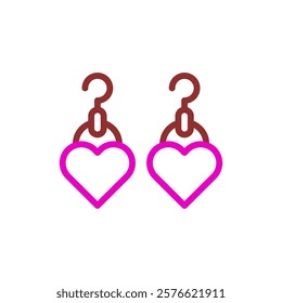 Two Hook Heart Earrings Pink and Brown Illustration