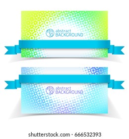 Two horizontal abstract light banner set with cyan ribbons and glowing elements vector illustration