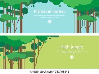 Two horizontal banners. Virgin forest, Jungle