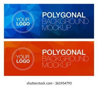 Two horizontal polygonal banners