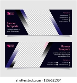 Two horizontal web banners. Modern business theme. Vector template