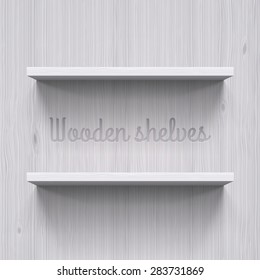 Two horizontal wooden shelves. Illustration for best design idea