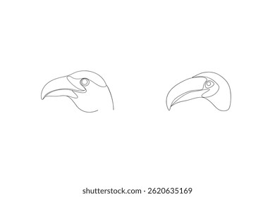 Two Hornbill Heads Line Art Minimalist Bird Vector Illustration Design