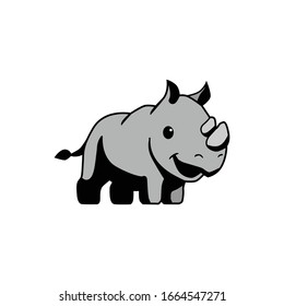 two horned rhinoceros illustration logo
