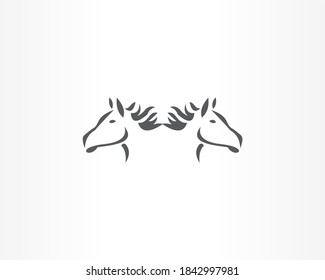 plantilla de logotipo de dos cabezas de caballo