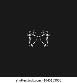 Two Horse head logo vector design template