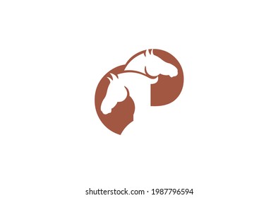 two horse heads illustration for business and company logo